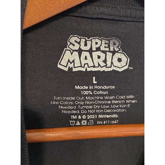 Super Mario Black S/S T-Shirt Men's Size L Cotton Gaming Classic - Picture 5 of 9